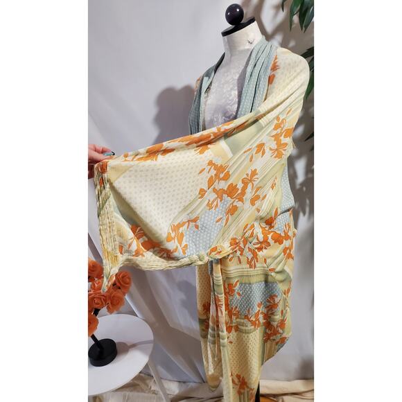 Free People Morning Glory Kimono One Size Asian Floral Open Hippie Boho Festival - Picture 5 of 12